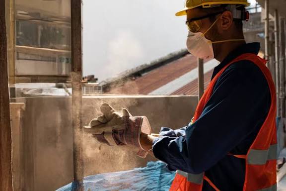Dust cloud from gloves