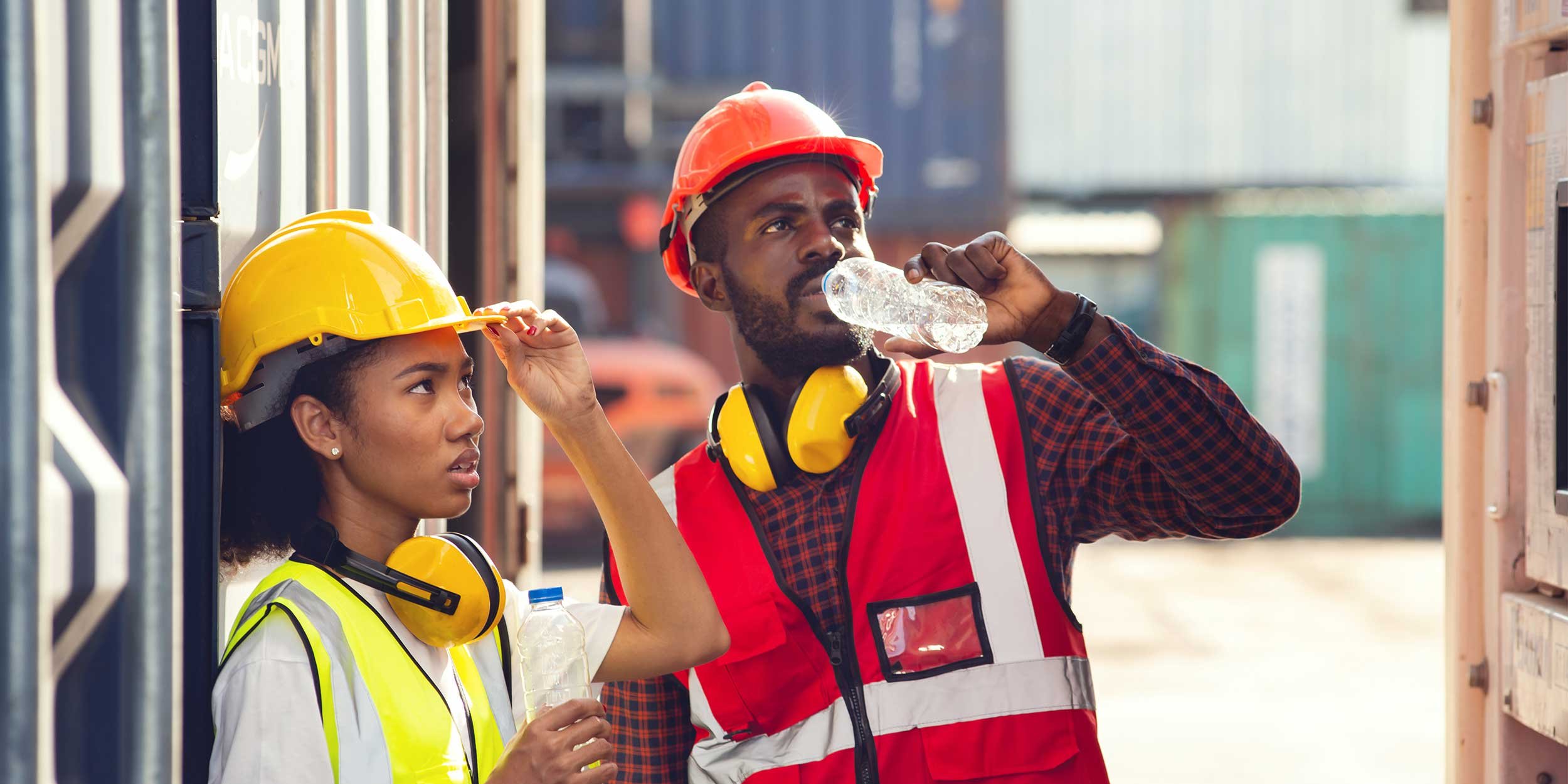 Workers combating heat stress