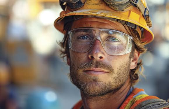 Man wearing eye protection