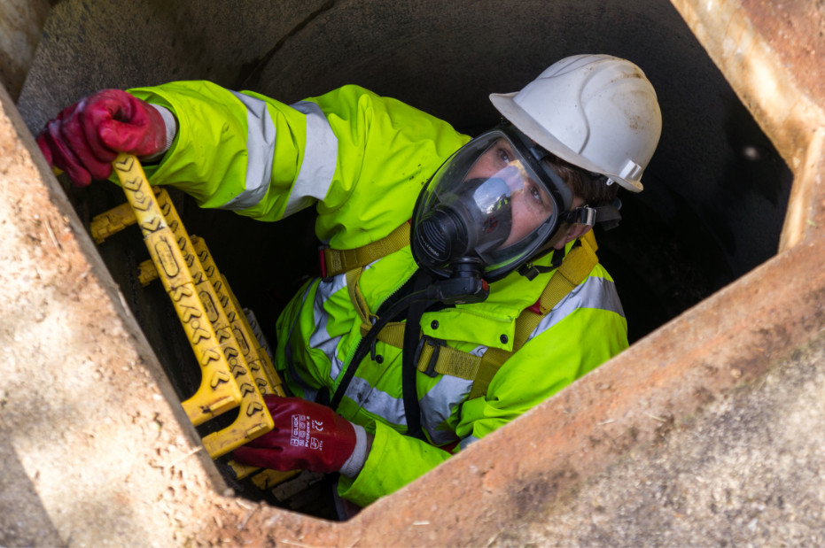 Man in a confined space