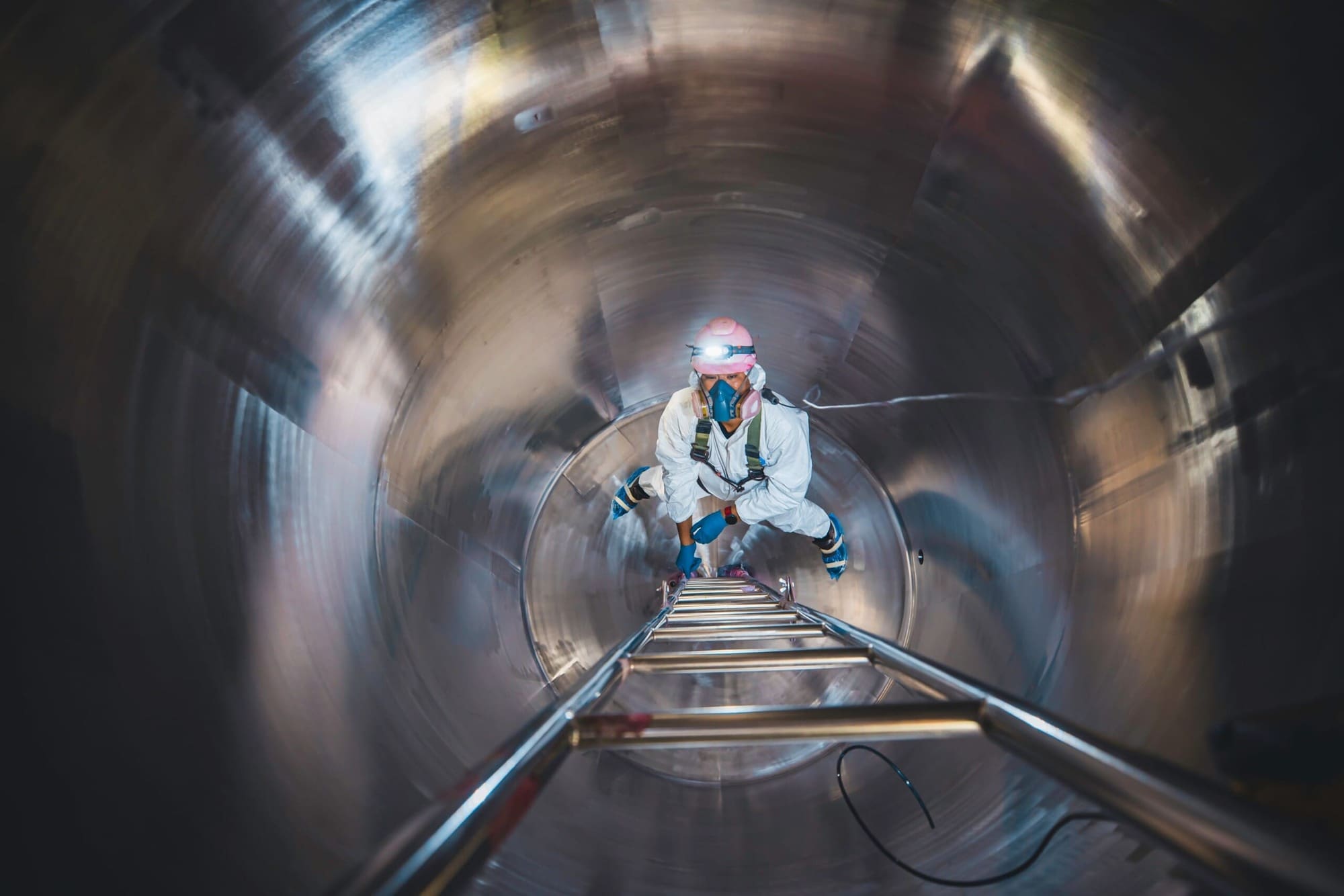 Man in a confined space