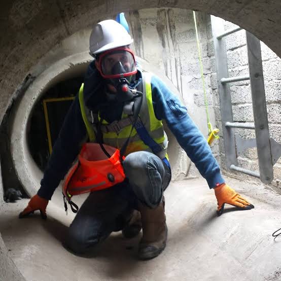 Man in a confined space
