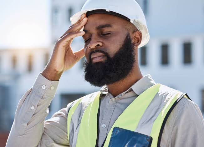 Man suffering from heat stress