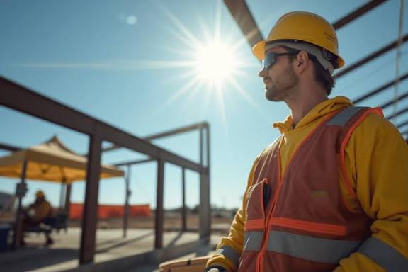Constructoin worker outside in the sun