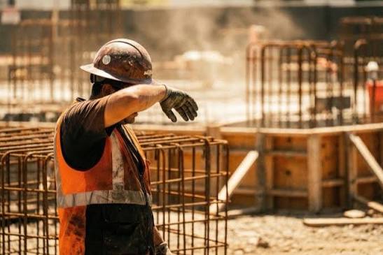 Construction worker working in the heat